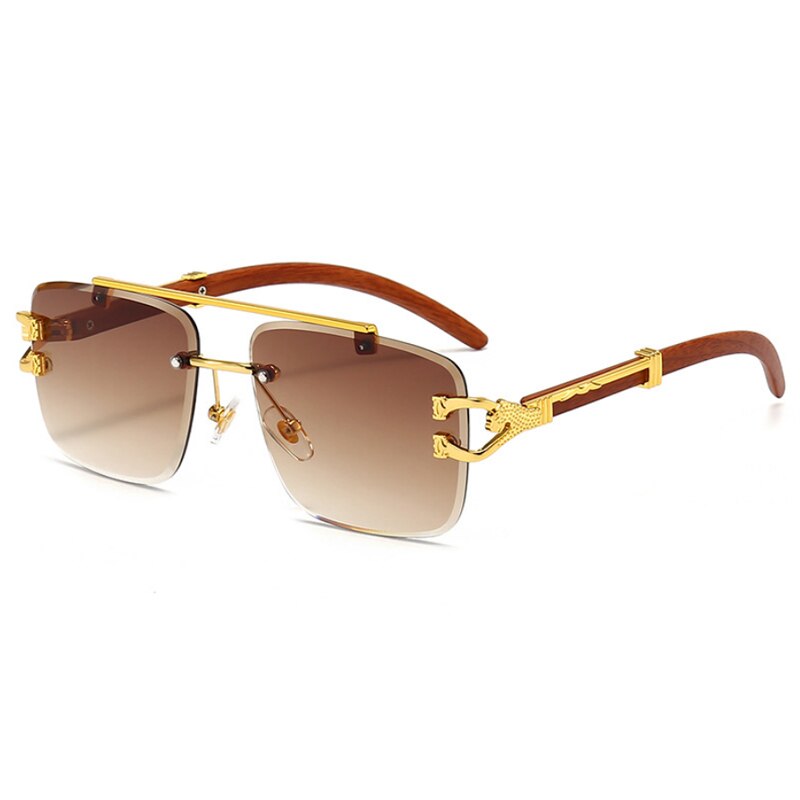 Luxury Men Women Gold Leopard Sunglasses Oversized Metal Alloy