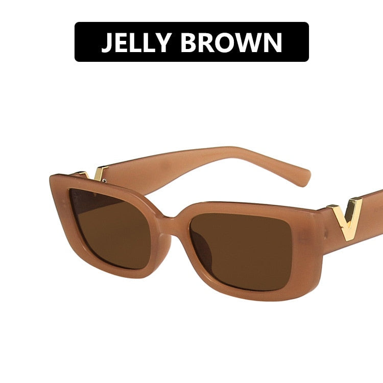 Black Luxury Rectangle Women Sunglasses V Brand Designer Retro Small Frame