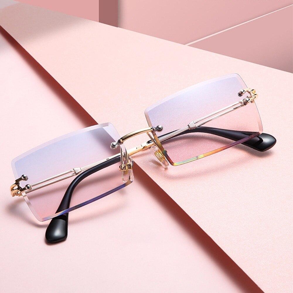 Square Rimless Sunglasses Women Luxury Brand Designer Summer Red Glasses  Fashion Sun Glasses For Men Uv400 Shades Oculos
