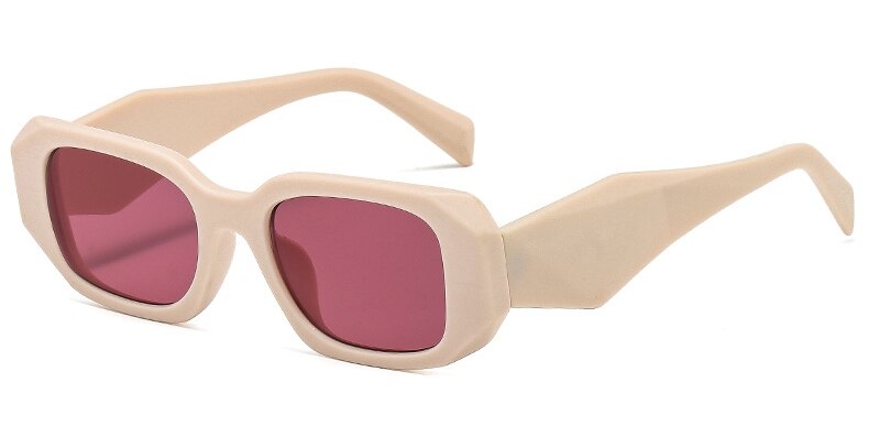 Trendy White Shades Sunglasses Women Designer Retro Polygon Small