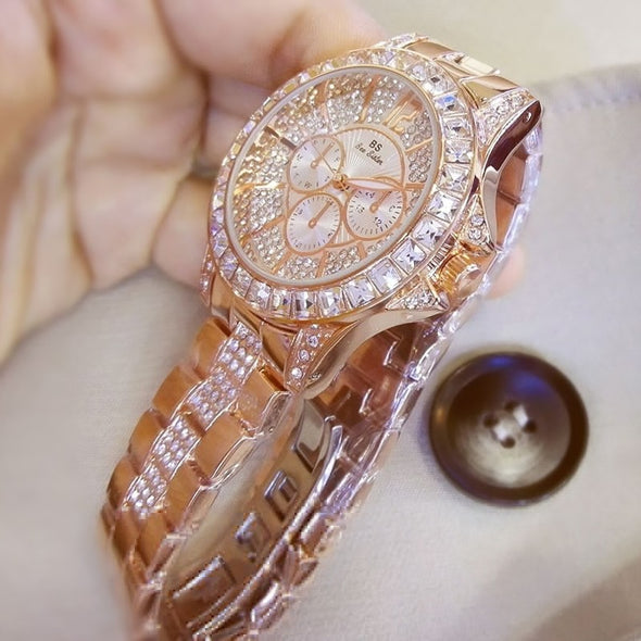 ROSE GOLD SILVER Designer Ladies Watches Women Crystals Bling Fashion HOT  Watch