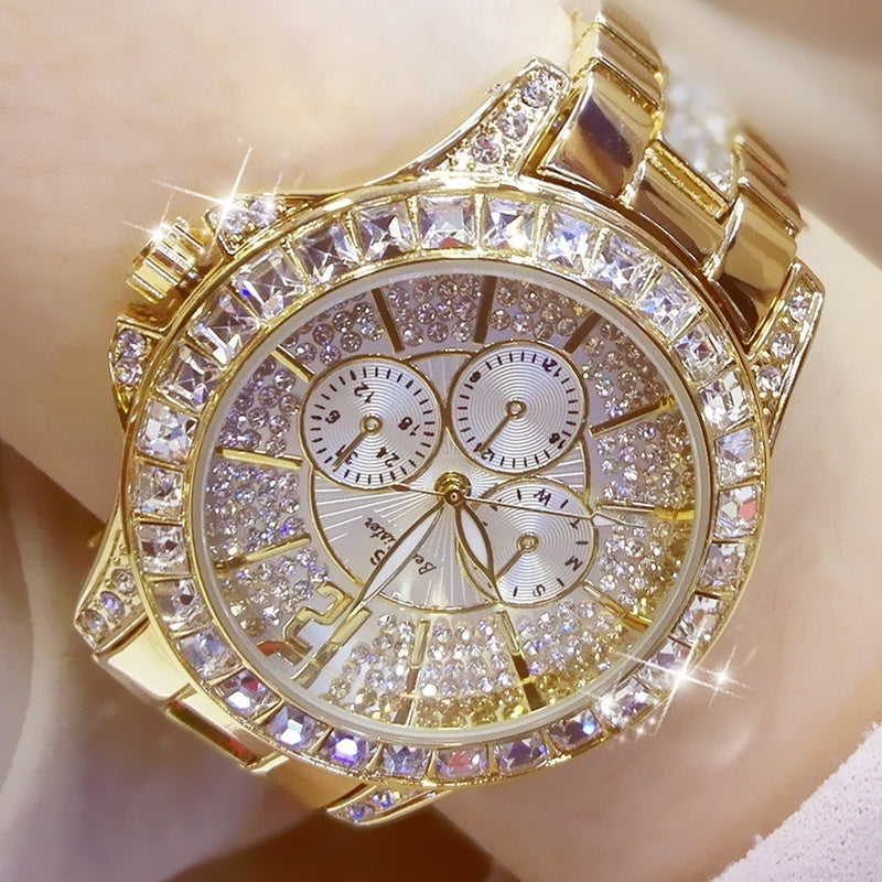 Women Watches Luxury Brand Diamond Quartz Ladies Rose Gold Watch Stainless  Steel