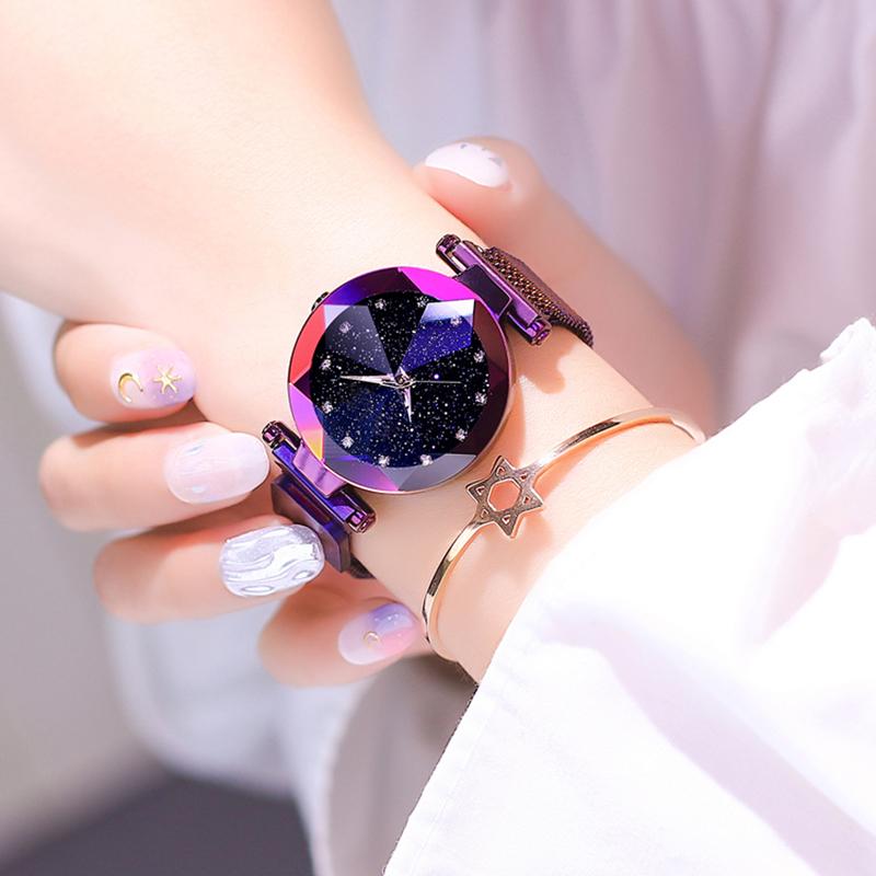 Watch Women Starry Sky Magnetic Stainless Steel Strap Ladies Luxury  Wristwatch