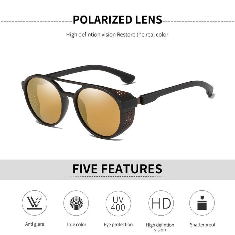 Retro Round Polarized Sunglasses Steampunk Men Women Brand Designer Glasses  – Jollynova